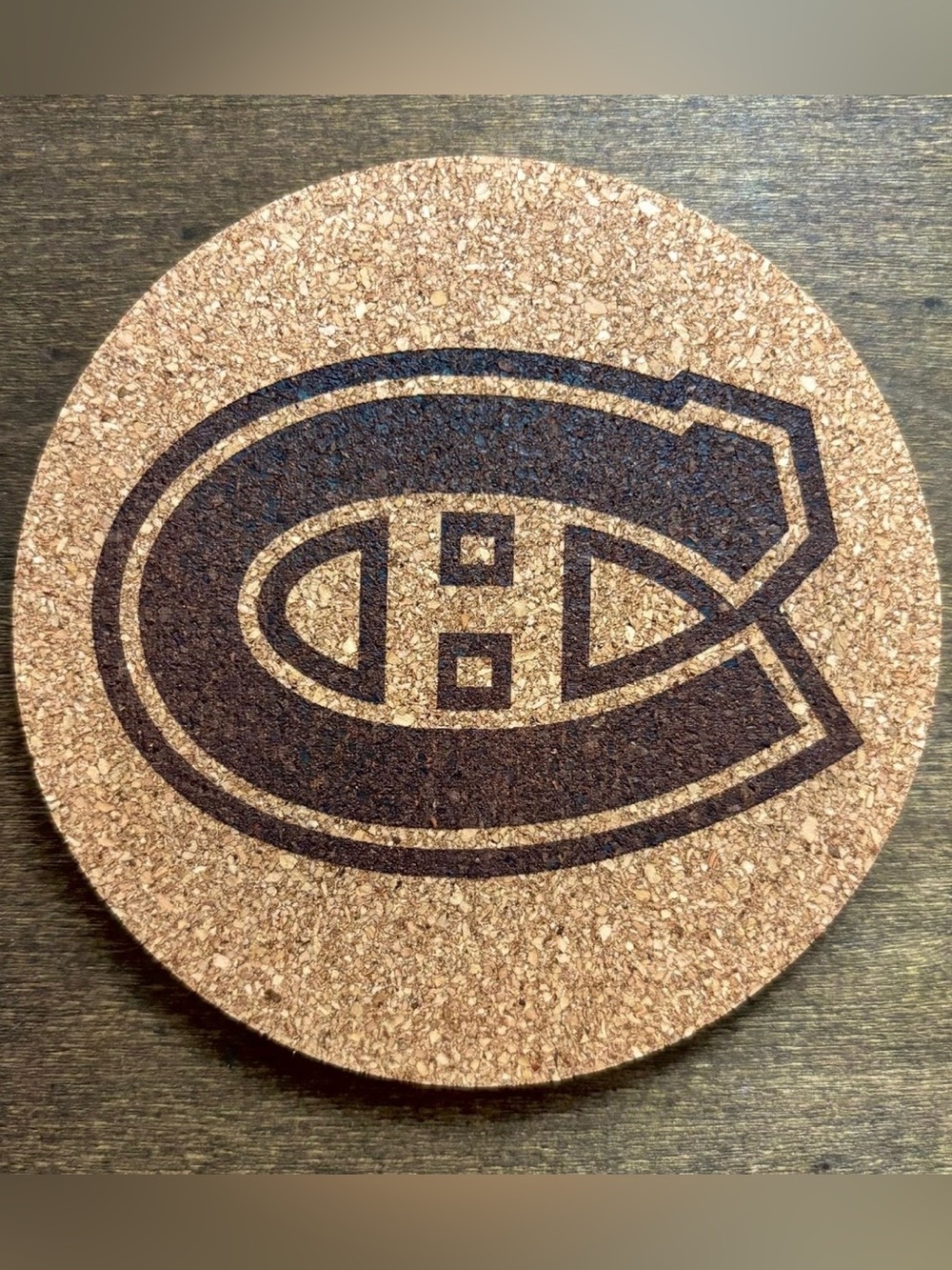 Montreal Canadiens Logo Laser Engraved Cork Coasters Lot of 4 - Picture 5 of 10